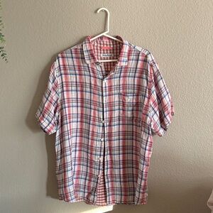 Tommy Bahama Men's Red and Blue Checkered Shirt